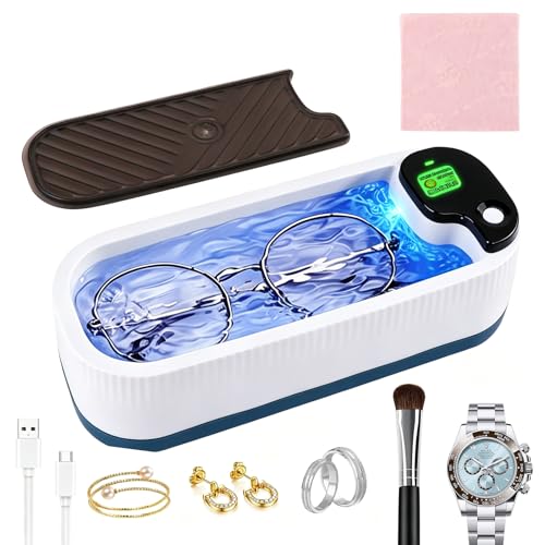 Nettoyeur Ultrasons avec 300 ML Bac Ultrasons, Ultrasonic Cleaner Nettoyage Profond 360°, Nettoyeur Ultrason pour Lunettes Bijoux Dentiers Montres Tête de...
