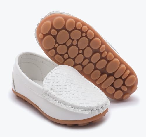 image for LONSOEN Toddler/Little Kid Boys Girls Soft Synthetic Leather Loafer Sl