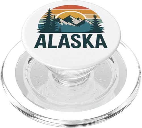 Vintage Alaska Retro Sunset Mountain Design Tees and Deco PopSockets PopGrip para MagSafe
