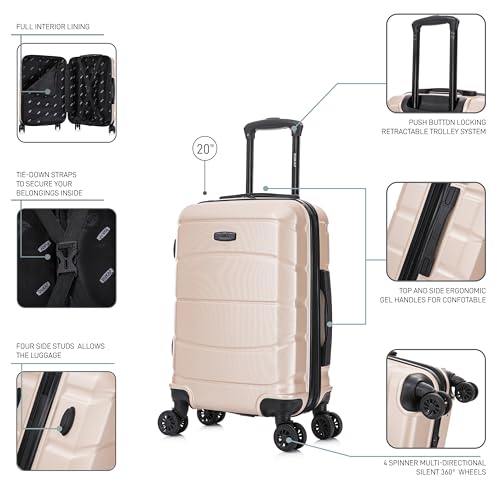 Image of DUKAP SENSE 20-Inch Carry-On Hardside Spinner Luggage Durable Champagne