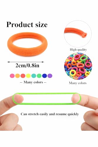 Image of Frescorr (200 pcs) Baby Hair Ties | Soft No-Damage Premium Elastic Mini Rubber Bands for girls | Strong Stretch Ponytail Holders | Daily Use Hair Accessories (Black + Multicolor)