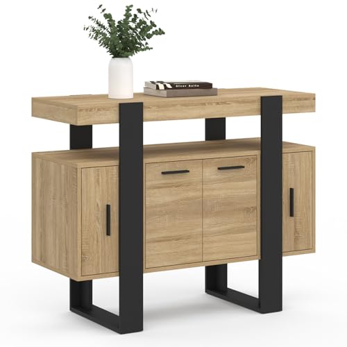 IDMarket - Buffet 100 cm Phoenix 4 Portes Bois et Noir