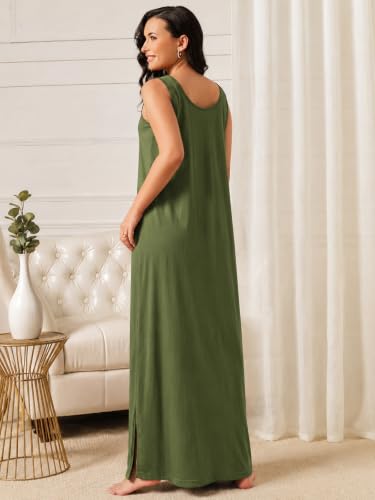 Image of Clovia Sleeveless Long Nighty for Women with Side Slits