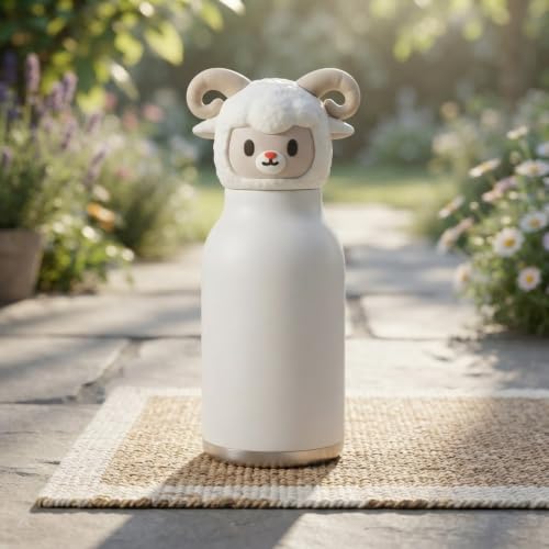 Image of JOUET Cute Sheep Kids Water Bottle 280ml, Stainless Steel Leakproof Drinking Bottle for School, Travel, Sports & Daily Use