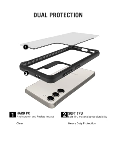 Image of DailyObjects Case for Samsung Galaxy S23, Drop Protection Polycarbonate Black Hybrid Slim Shockproof Back Cover