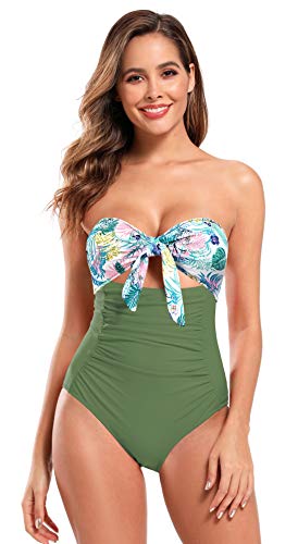 knotted bandeau one piece swimsuit