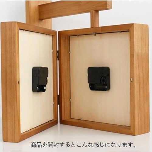 AOBOPO無垢材両面壁掛け時計 正方形 静音仕様 木製針 リビング 和モダン シンプル デザイン 部屋 インテリア 装飾 壁掛け コーナー時計 両面見える ナチュラル ホーム クロック 置き時計 替え [3]