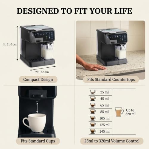 Image of InstaCuppa Espresso Coffee Maker with Built-In Milk Frother - Compatible with Nespresso Original, Dolce Gusto Capsules & Ground Coffee | One-Touch 4 CafeStyle Drinks | Adjustable Coffee Volume Control