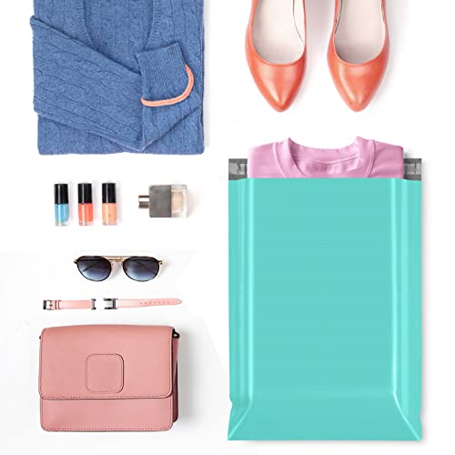 Fuxury 100 Pcs 12X15.5 Teal Poly Mailer Envelopes For Clothing/T-Shirt/Shirt, Embossed Dots Design Shipping Bags, Self-Adhesive Postal Bags #TOP3