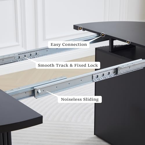 image for weselon 41 in-78 in Extendable Dining Room Table for 4-8, Round Expand