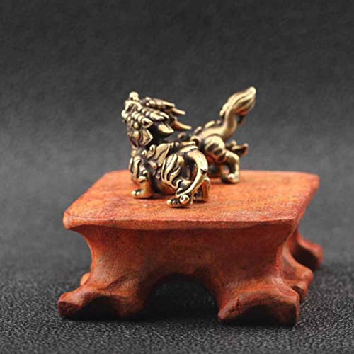 BESPORTBLE Feng Shui Bronze Kylin Qilin Estátua Escultura de Cobre Chi Lin Pixiu Estátua Sorte Feng