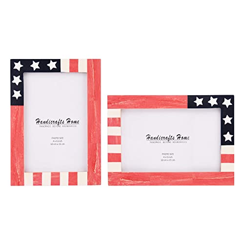 Image of Handicrafts Home 4x6 Picture Frames Pack of 2 - Manhattan Collection Handcrafted Photo Frames, Perfect for Wall & Tabletop Display, Ideal Home Decor Gift