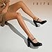 IDIFU Black Heels Closed Toe Mary Jane Shoes Platform High Chunky Block Heels Pumps Comfortable Dress Shoes for Women Business Work Office Formal Dressy Classic Round Toe Pumps Shoes(Black Pu, 7.5)