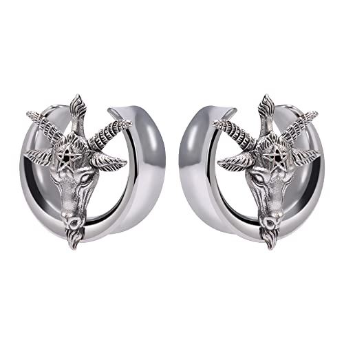 KOOBODY 2PCS Apertura Saddle Tunnel Plugs Mejora Sheepshead Hanger Punk Retro Gothic Coffin Orejas estiradas Calibres para mujeres Hombres Calibre 8mm-25mm Cover