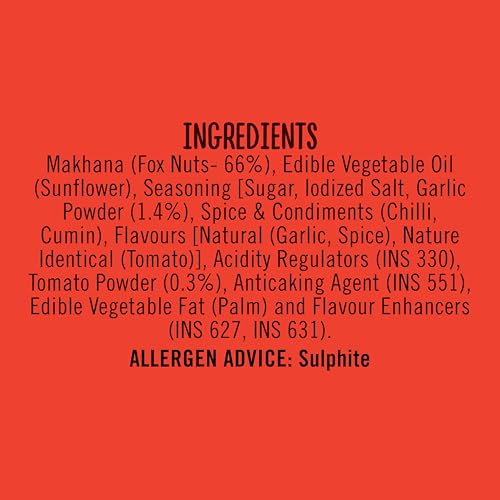 Image of MOM - Meal of the Moment, Roasted Tomato Achaari Makhana, 52g /56g | Gluten Free | Anti Oxidants | MSG Free | Zero Trans Fat | No added Preservatives and No Artificial Flavours (Pack of 3)