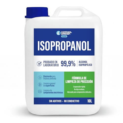 CONTROL GARDEN Alcohol Isopropilico 99,9% 10 L | Isopropanol Puro | Limpieza Profesional de Componentes Electronicos, Optica y Superficies Delicadas | Limpiacristales Sin Residuos Rapida Evaporacion