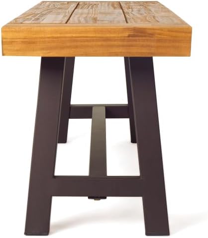Outdoor Carlisle Benches, Sandblasted Dark Brown + White(Set of 2) (Brown + Acacia Wood)