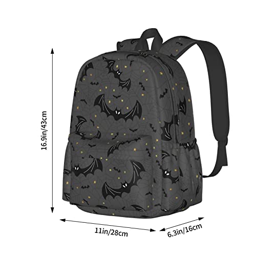 Black Bats Spider Web Large Capacity Backpack Lightweight Personalized Laptop Bag Tablet Travel School Bag with Multiple Pockets4