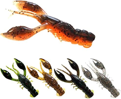 Gefischtter 40 Pcs Crawfish Lure Soft Plastic Worms Fishing Lures Bass Fishing Baits Lures Soft Crawfish Crawdad Bait Kit