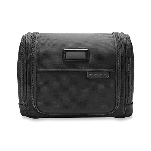 Briggs & Riley Deluxe Hangable Kit - Hanging Toiletry Travel Bag for Women & Men, Organizer for Bathroom Accessories, Makeup, & Skincare, Dopp Kit for Vacation - Baseline Collection, Black