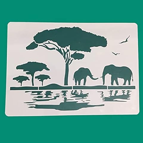 Elephant Wild Africa Diy Layering Stencils Wall Painting Scrapbook Coloring Embossing Album Decorative Template 29 * 21cm Cover