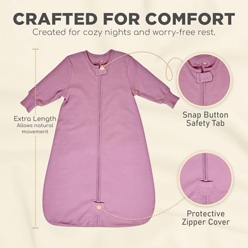 Image of Mama Cheetah Baby Sleep Sack with Sleeves, 1.0 TOG 100% Organic Cotton Wearable Blanket and Two-Way Zipper 2-Pack, Swaddle Transition Long Sleeve Sleeping Bag for Infant Toddler, 6-12 Months