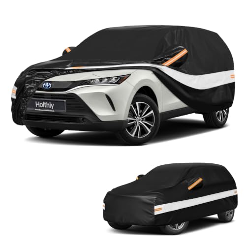 Image of 10 Layers SUV Car Cover Custom Fit for Toyota Venza (2008-2026), Waterproof All Weather for Automobiles, Outdoor Full Cover Sun Dust Rain Protection with Cotton. Black
