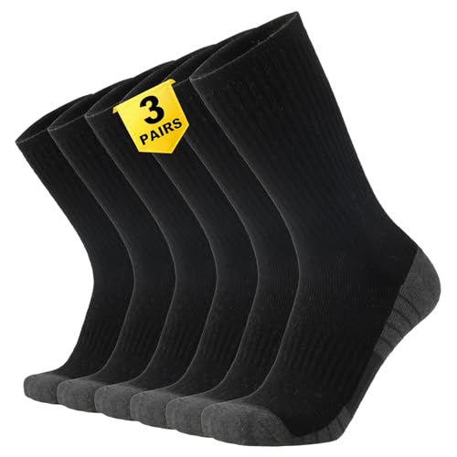 Image of ONKE Athletic Work Socks for Men Women Heavy Cushion Crew Moisture Wicking | Cotton, Max Full Cushion, Odor Control, Breathable, Comfortable, Durability, Anti Blister, Arch Support, Size M /L /XL 3 /6 Pack