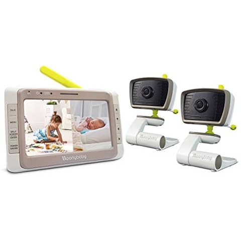 moonybaby Split 50 Baby Monitor with Camera and Night Vison, Split Screen - Wide-Angle, Wireless, 2-Way Audio & Long Range, Temperature Sensor, VOX Mode & Long-Life Battery - 2 x Cameras Cover
