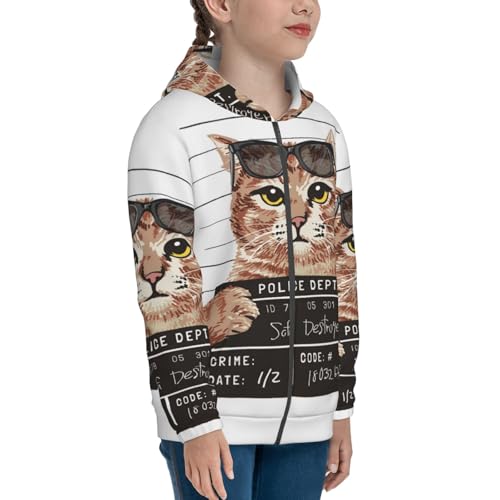 Cat Holding Mugshot Sign Kids Pullover Hoodies Boys Zip Up Sweatshirts Girls Athletic Clothes with Pocket4