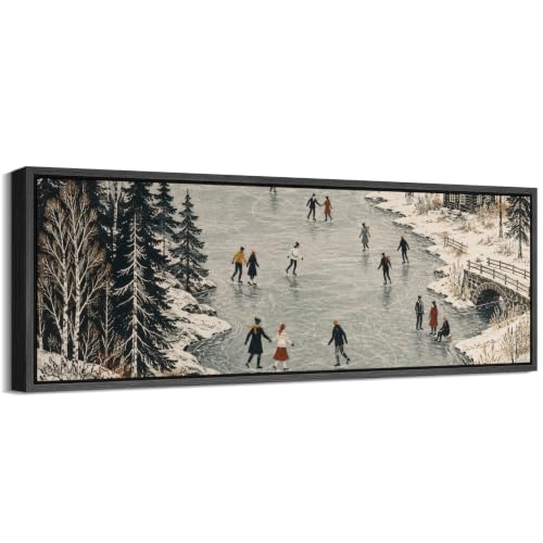Image of MUDECOR Large Framed Canvas Print Wall Art Ice Skating for Living Room