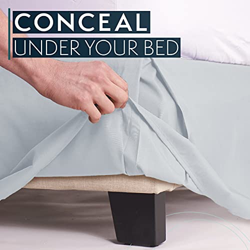 image for HC Collection Ice Blue California King Bed Skirt - Dust Ruffle w/ 14 I