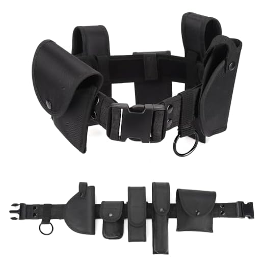 KEESIN 6 en 1 cinturón táctico de utilidad multifuncional al aire libre riñonera equipo de patrulla para guardia de policía caza de seguridad con 5 bolsas de componentes (El negro)