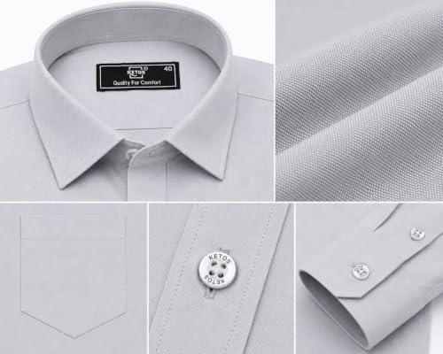 Image of Ketos Plain Grey Stylish Formal Shirt for Men | Full Sleeves | Regular Fit | Cotton