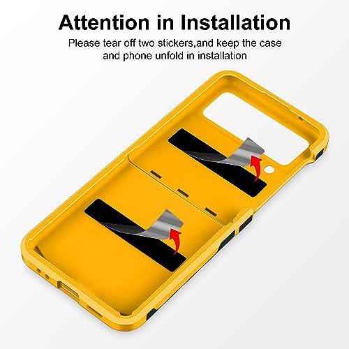 Image of SAMONPOW for Samsung Galaxy Z Flip 4 Case, Z Flip 4 Case with Upgraded Hinge Protection Dual Layer Hard PC Soft TPU Bumper Full Body Shockproof Flip 4 Phone Case for Galaxy Z Flip 4 5G Case - Blue