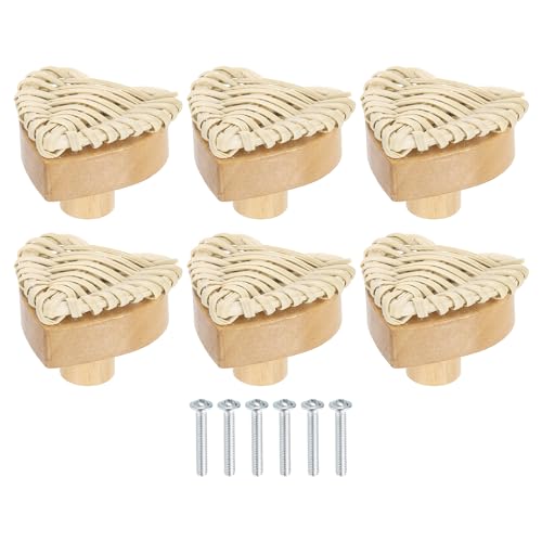 Boutons de commode en rotin tressé à la main en cœur pour meubles chics - 2
