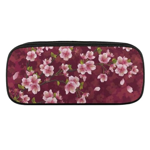 ペンケース 筆箱 大容量 軽量 ピンクの花 桃の花 和風 かわいい花 筆入れ ふでばこ ペンポーチ 多機能 コンパクト シンプル おしゃれ 中小学生 高校生 女の子 男の子