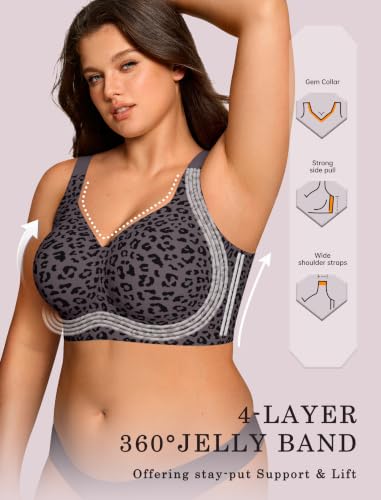 Image of OEAK Womens Wireless Jelly Bras Plus Size Support Push Up Comfortable Bra