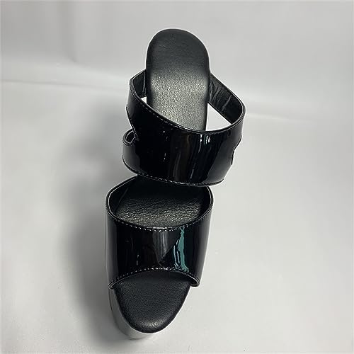 Talons Hauts 20cm Femmes Mules Noires à Plateforme