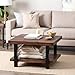 Pomona 27-Inch Rustic Square Coffee Table – Solid Pine Wood with Natural Weathered Finish and Industrial Metal Legs – Small Space Living Room Accent by Alaterre Furniture