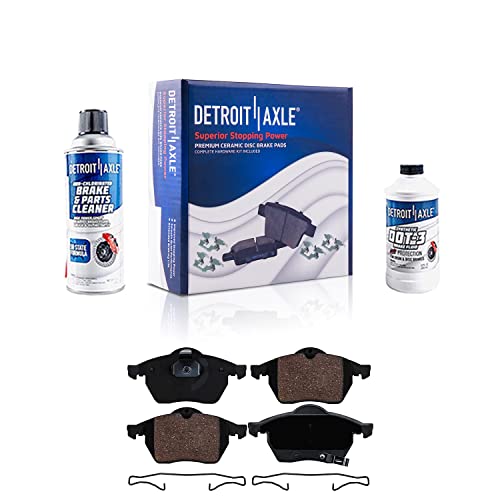 Image of Detroit Axle - Front Ceramic Pads w /Hardware Brake Cleaner Fluid Replacement for Saab 9-3 9-5