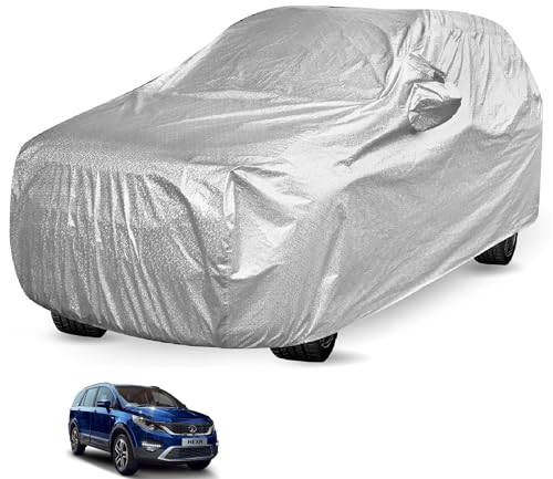 Image of Auto Hub Waterproof Car Cover Compatible with Tata Hexa with Mirror Pockets, Soft Cotton Lining, Hexa Car Cover Waterproof, Metallic Silver