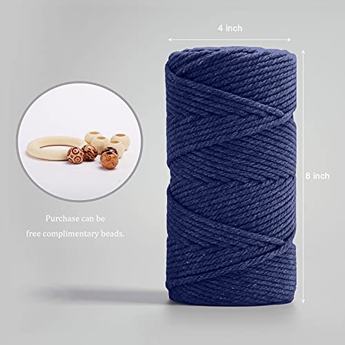 Image of ZUEXT Macrame Cord, Sapphire Blue, 5mm x 109yds Cotton String Macrame Yarn | 100% Natural Handmade, 4 Strands Twisted Cotton Rope, For Wall Hanging Plant Hangers Gift Wrapping Tapestry DIY Crafts, 100m