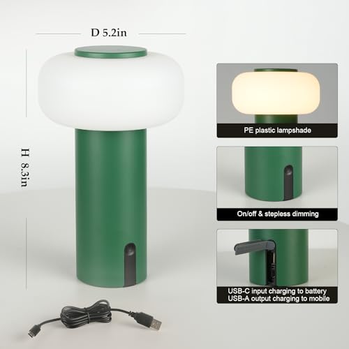 Image of WEILAILUX Waterproof Shower Lamp, Rechargeable Outdoor Table Lamp (Green)