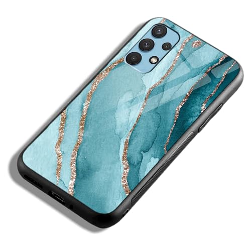 Image of COLORflow Back Cover Compatible with Samsung Galaxy A53 5G | Blue Marble Golden Stripes | Shockproof TPU Bumper Cover with Camera Protection Back Cover