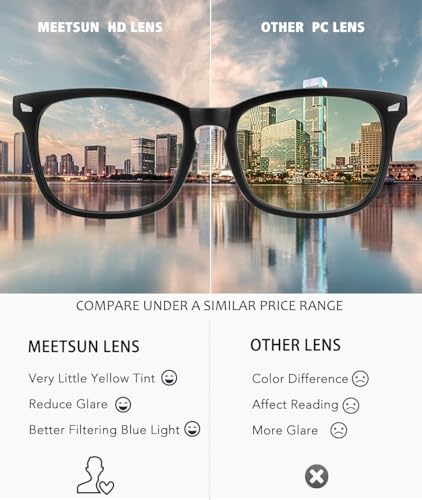 Image of MEETSUN 3-Pack Blue Light Blocking Glasses, Anti Eye Strain Headache (Sleep Better), Computer Glasses UV400 Lens (Black + Brown Gradient + Clear)
