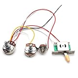 ギターワイヤーハーネス ギターラインアセンブリ SSS/SSH 500K 大型ポテンショメータ 1V1T ハーネス ST SQ エレキギターに最適(Yellow)