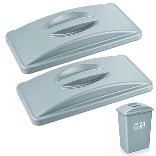 Image of Maxdot 2 Pcs Recycle Bin Lids with Handle for 23 Gallon Slim Trash Can Plastic Recycling Trash Can Lids, Garbage Waste Sorting Lid for Kitchen Classroom Office Outdoor
