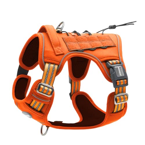 Image of AUROTH Tactical Dog Harness for Large Dogs No Pull Adjustable Pet Harness Reflective K9 Working Training Easy Control Pet Vest Military Service Dog Harnesses Orange M