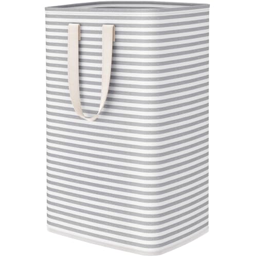 Lifewit 75L Wäschekorb, Großer Wäschesammler, Faltbare Wäschebox, Wasserdichter Wäschesortierer, Aufbewahrungsbox mit Griffen für Kleidung, Handtücher, Spielzeug, Grau 1